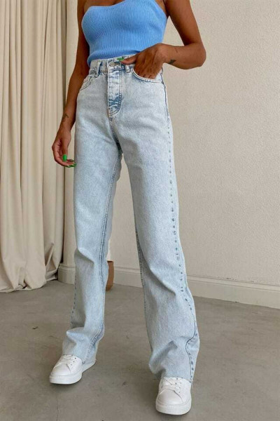 Talya 90's Mavi Buz Kar Yıkama Extra Yüksek Bel Palazzo Salaş Jean Pantolon Talya 90's Mavi Buz Kar Yıkama Extra Yüksek Bel Palazzo Salaş Jean Pantolon