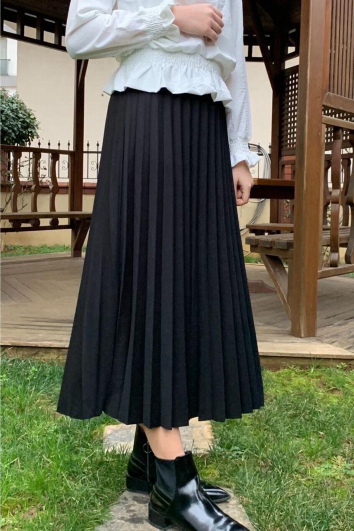 Kadın Siyah Mira Piliseli Etek 10001