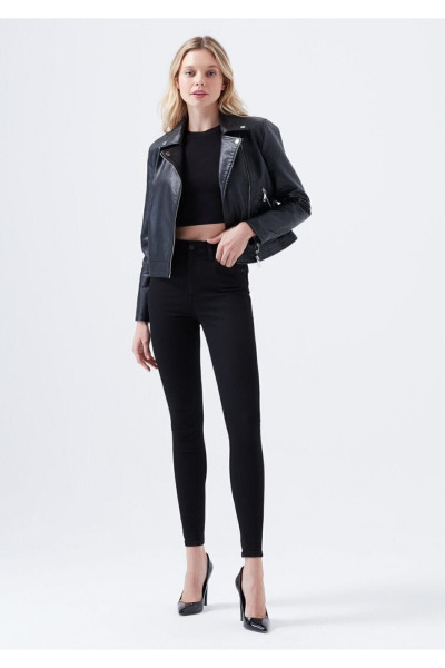 Kadın Siyah Solmayan Yüksel Bel Likralı Toparlayıcı Skinny Jeans Pantolon Kadın Siyah Solmayan Yüksel Bel Likralı Toparlayıcı Skinny Jeans Pantolon