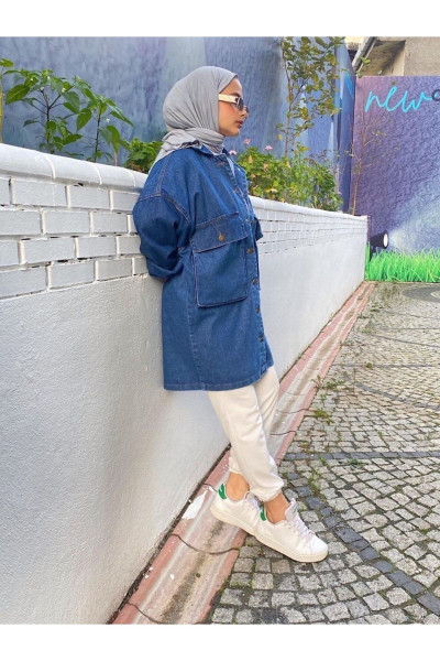 Kot Mavisi Torba Ceket-38 Kot Mavisi Torba Ceket-38