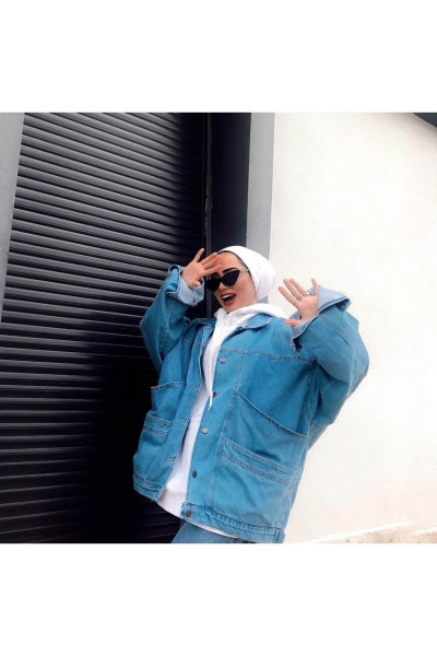 Kadın Wintage Oversize Kot Ceket Kadın Wintage Oversize Kot Ceket