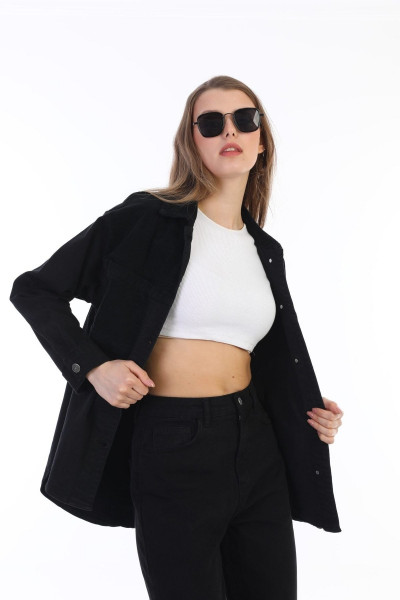Kadın Siyah Kadife Detaylı Ceket Kadın Siyah Kadife Detaylı Ceket