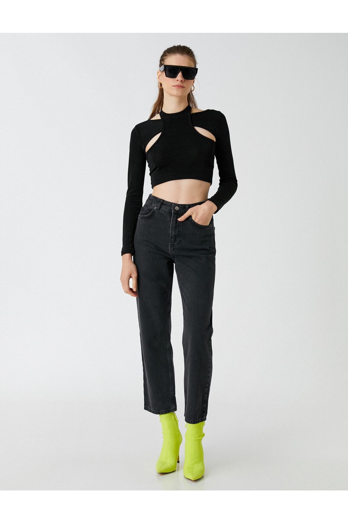 Yüksek Bel Düz Crop Paça Kot Pantolon - Eve Jean Yüksek Bel Düz Crop Paça Kot Pantolon - Eve Jean