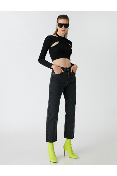Yüksek Bel Düz Crop Paça Kot Pantolon - Eve Jean Yüksek Bel Düz Crop Paça Kot Pantolon - Eve Jean