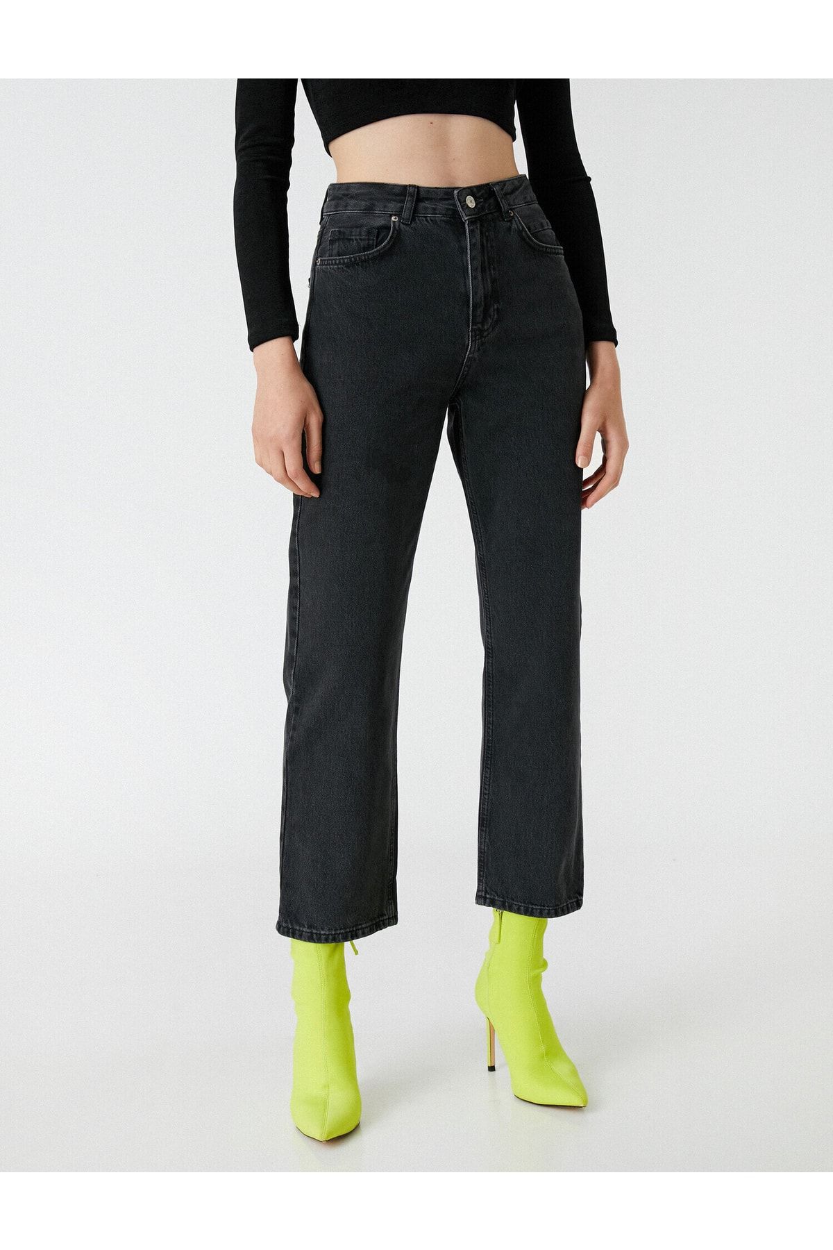Yüksek Bel Düz Crop Paça Kot Pantolon - Eve Jean Yüksek Bel Düz Crop Paça Kot Pantolon - Eve Jean