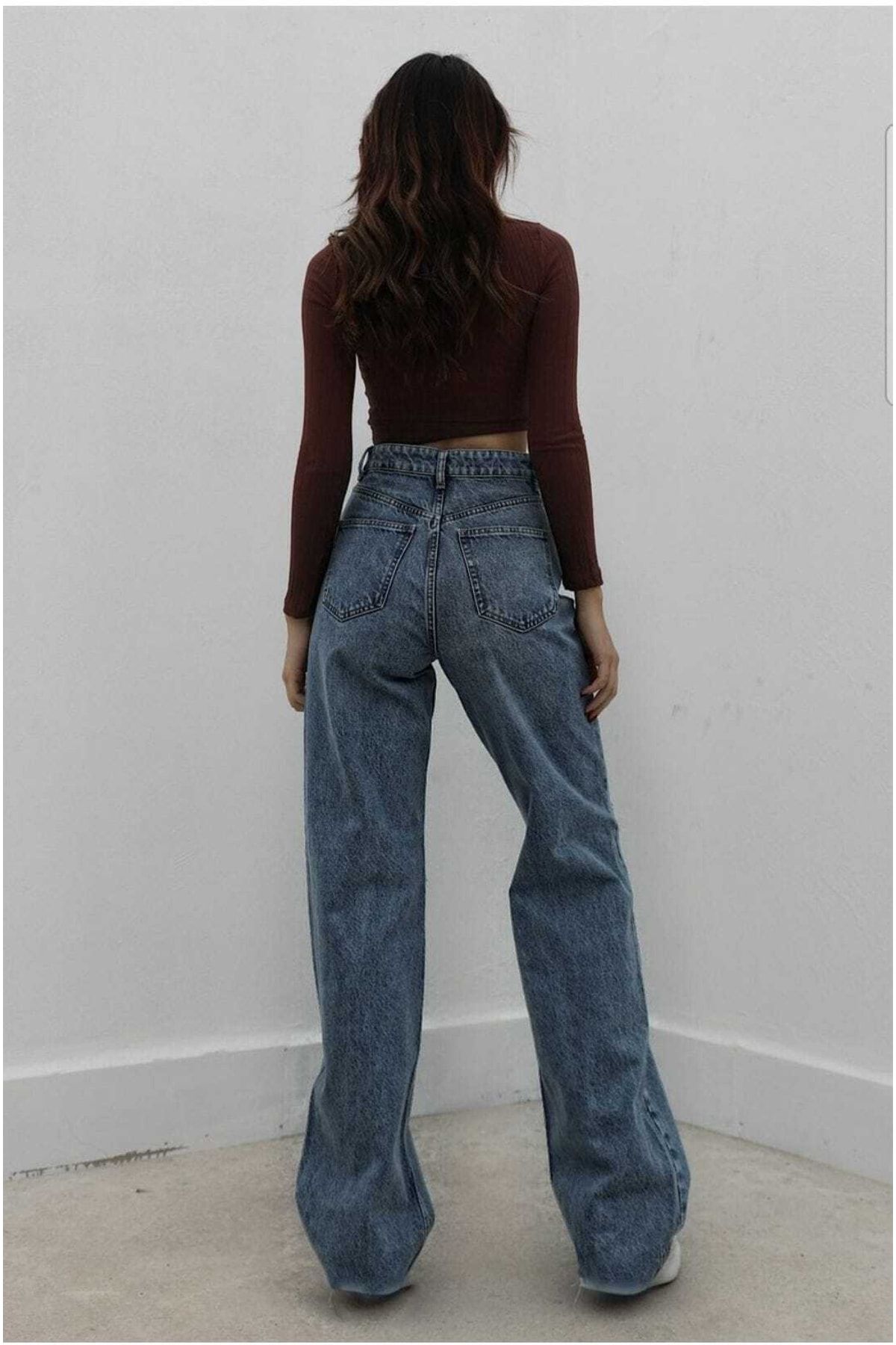 Taiti Likralı Salaş Kadın Mavi Süper Yüksek Bel Salaş Paça Denim Kot Pantolon Taiti Likralı Salaş Kadın Mavi Süper Yüksek Bel Salaş Paça Denim Kot Pantolon