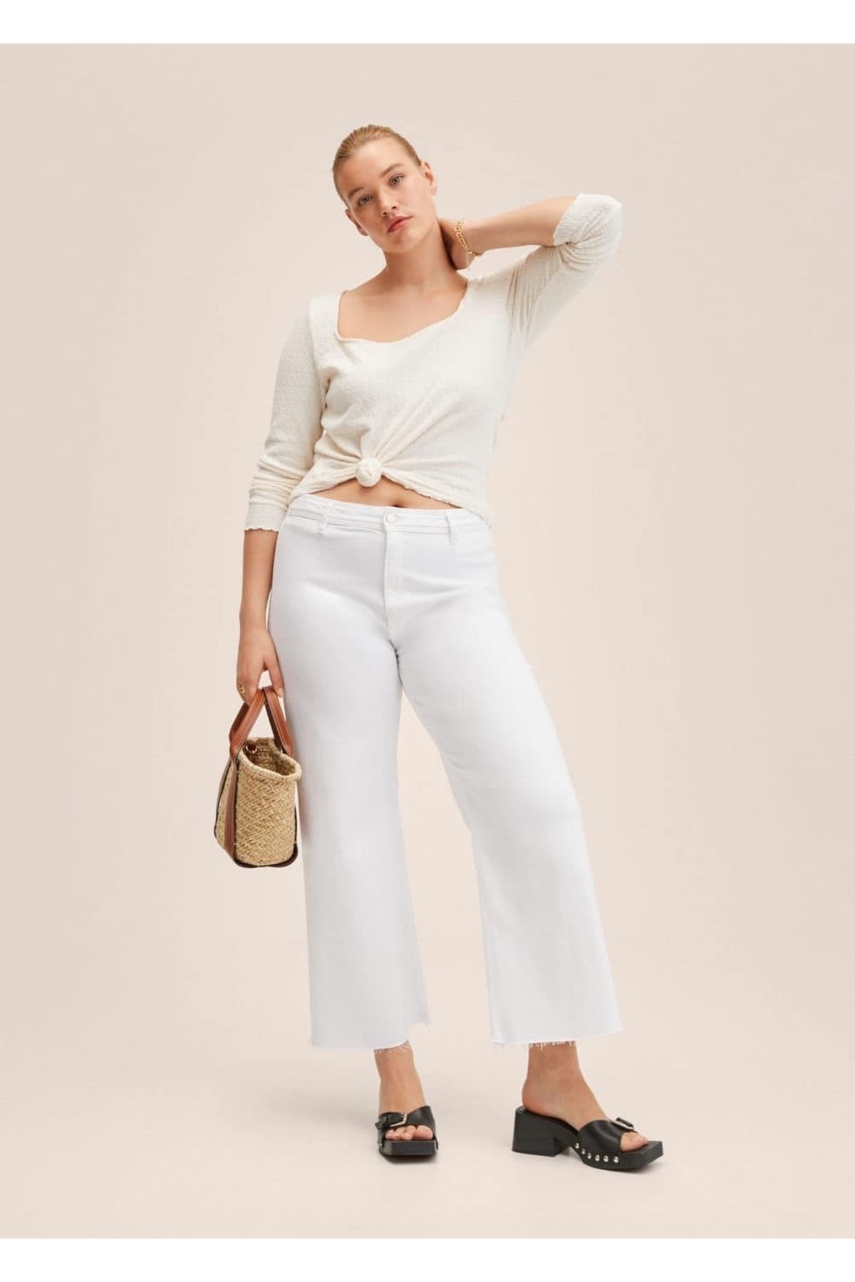 Yüksek Bel Culotte Jean Pantolon Yüksek Bel Culotte Jean Pantolon