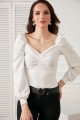 Önü Büzgülü Kol Detaylı Likralı Bluz