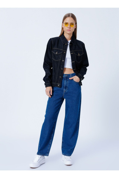 Limon Yüksek Bel Regular Fit Indigo Kadın Denim Pantolon Mersey Limon Yüksek Bel Regular Fit Indigo Kadın Denim Pantolon Mersey