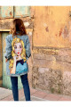 Pop-art Desenli Kot Ceket Oversize Kot Mont Pop-art Desenli Kot Ceket Oversize Kot Mont