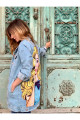 Pop-art Desenli Kot Ceket Oversize Kot Mont Pop-art Desenli Kot Ceket Oversize Kot Mont