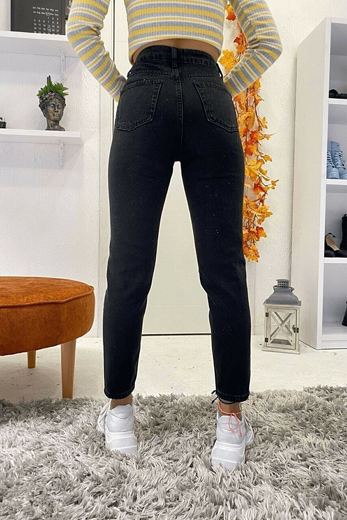 Mila Siyah Solmaz Mom Jean Kadın Boyfriend Yüksek Bel Power Likra Mila Siyah Solmaz Mom Jean Kadın Boyfriend Yüksek Bel Power Likra