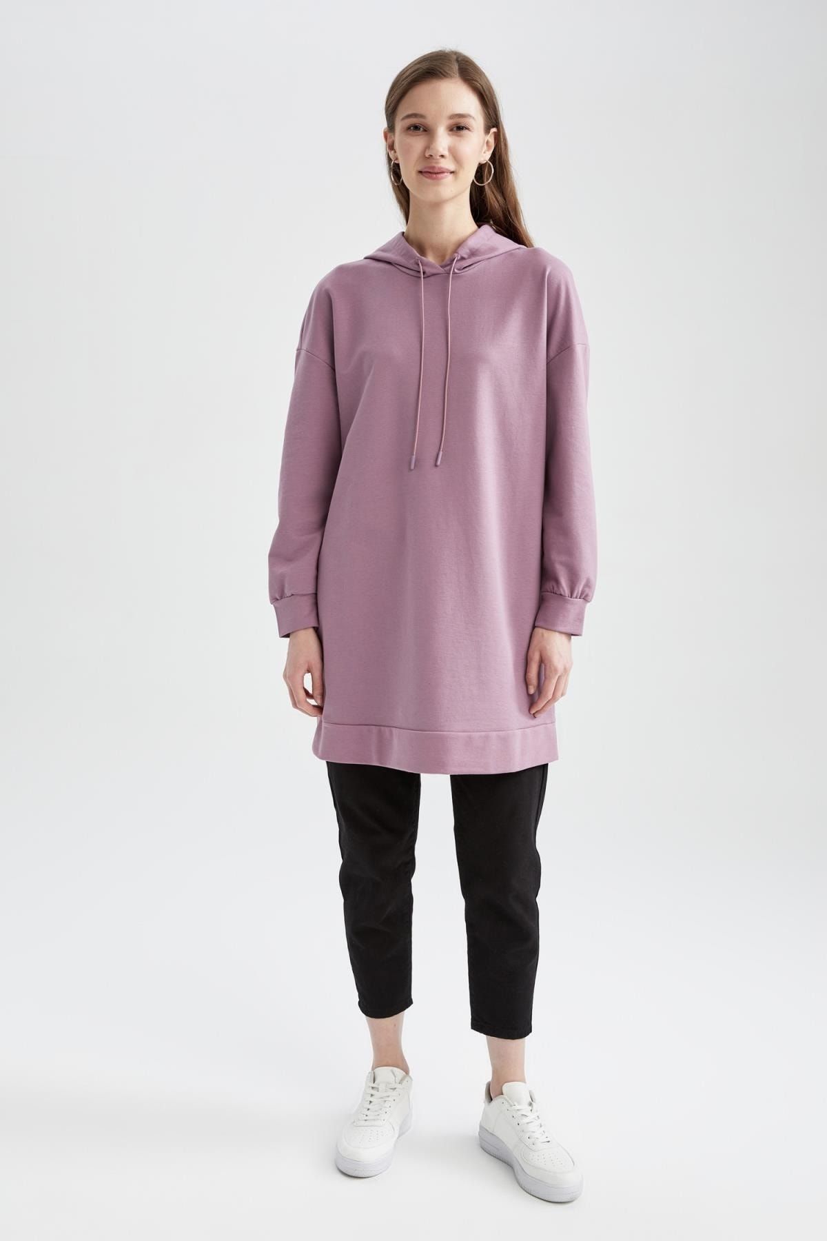 Regular Fit Kapüşonlu Baskılı Sweatshirt Kumaşı Sweatshirt Tunik Regular Fit Kapüşonlu Baskılı Sweatshirt Kumaşı Sweatshirt Tunik