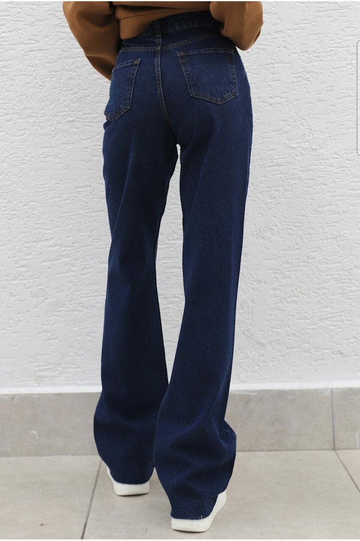Mickeyy Koyu Mavi Süper Yüksek Bel Bol Paça Denim Kot Pantolon- Wide Leg Mickeyy Koyu Mavi Süper Yüksek Bel Bol Paça Denim Kot Pantolon- Wide Leg