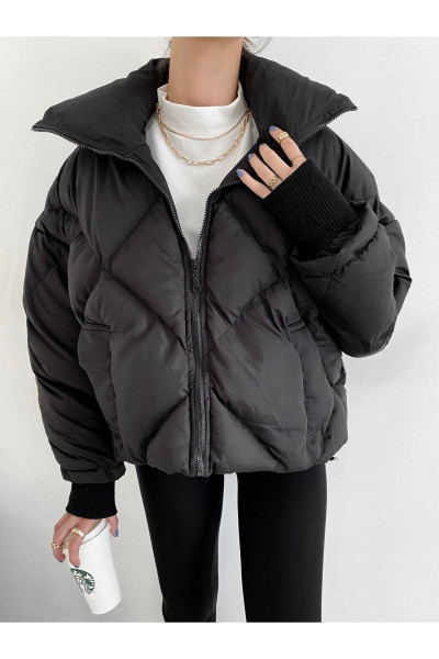 Siyah Şişme Oversize Mont Siyah Şişme Oversize Mont