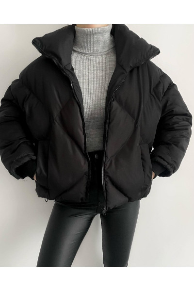 Siyah Şişme Oversize Mont Siyah Şişme Oversize Mont