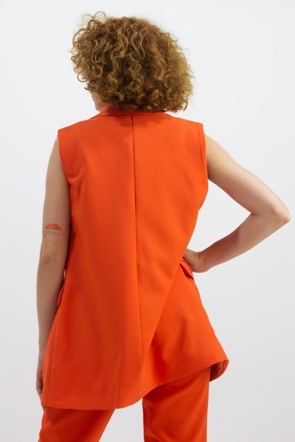 Kruvaze Yaka Kadın Yelek 10056 Turuncu Kruvaze Yaka Kadın Yelek 10056 Turuncu
