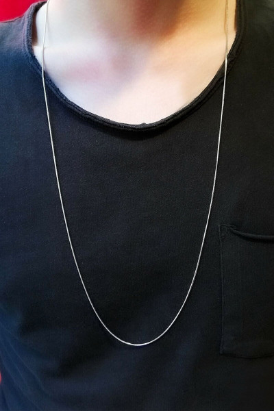 Unisex Gümüş Ince Yılan Model Uzun Zincir Kolye 75 Cm Unisex Gümüş Ince Yılan Model Uzun Zincir Kolye 75 Cm