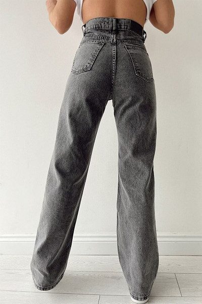 Salaş Kot Pantolon Füme Kar Likralı Palazzo Bol Paça Jeans Salaş Kot Pantolon Füme Kar Likralı Palazzo Bol Paça Jeans