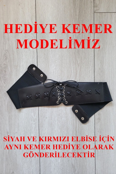Kadın Siyah Esnek Triko Kumaş Kemer Hediyeli Dik Yaka Uzun Kollu Midi Elbise 134 Kadın Siyah Esnek Triko Kumaş Kemer Hediyeli Dik Yaka Uzun Kollu Midi Elbise 134