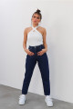 Marta Koyu Mavi Likralı Mom Fit Fermuarlı Jean Pantolon Marta Koyu Mavi Likralı Mom Fit Fermuarlı Jean Pantolon