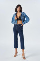 Koyu Mavi Fermuarlı Kick Flare Jean Pantolon C 4528-027 Koyu Mavi Fermuarlı Kick Flare Jean Pantolon C 4528-027