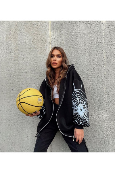 Örümcek Basılı Oversıze Hırka Unısex