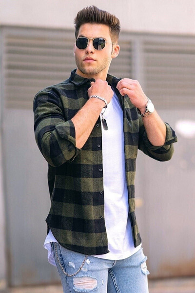 Slim Fit Erkek Oduncu Gömleği