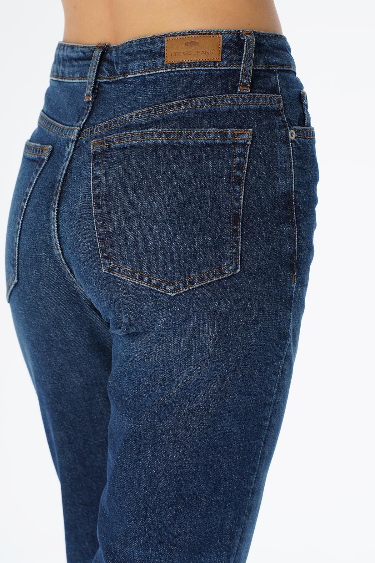 Koyu Mavi Straight Fit Fermuarlı Jean Pantolon C 4518-075 Koyu Mavi Straight Fit Fermuarlı Jean Pantolon C 4518-075