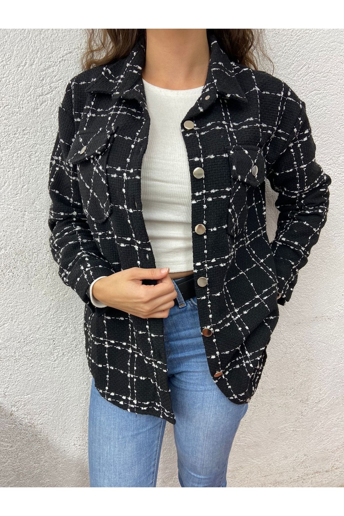 Siyah Oduncu Ceket Gömlek Oversize Geniş Kalıp Siyah Oduncu Ceket Gömlek Oversize Geniş Kalıp