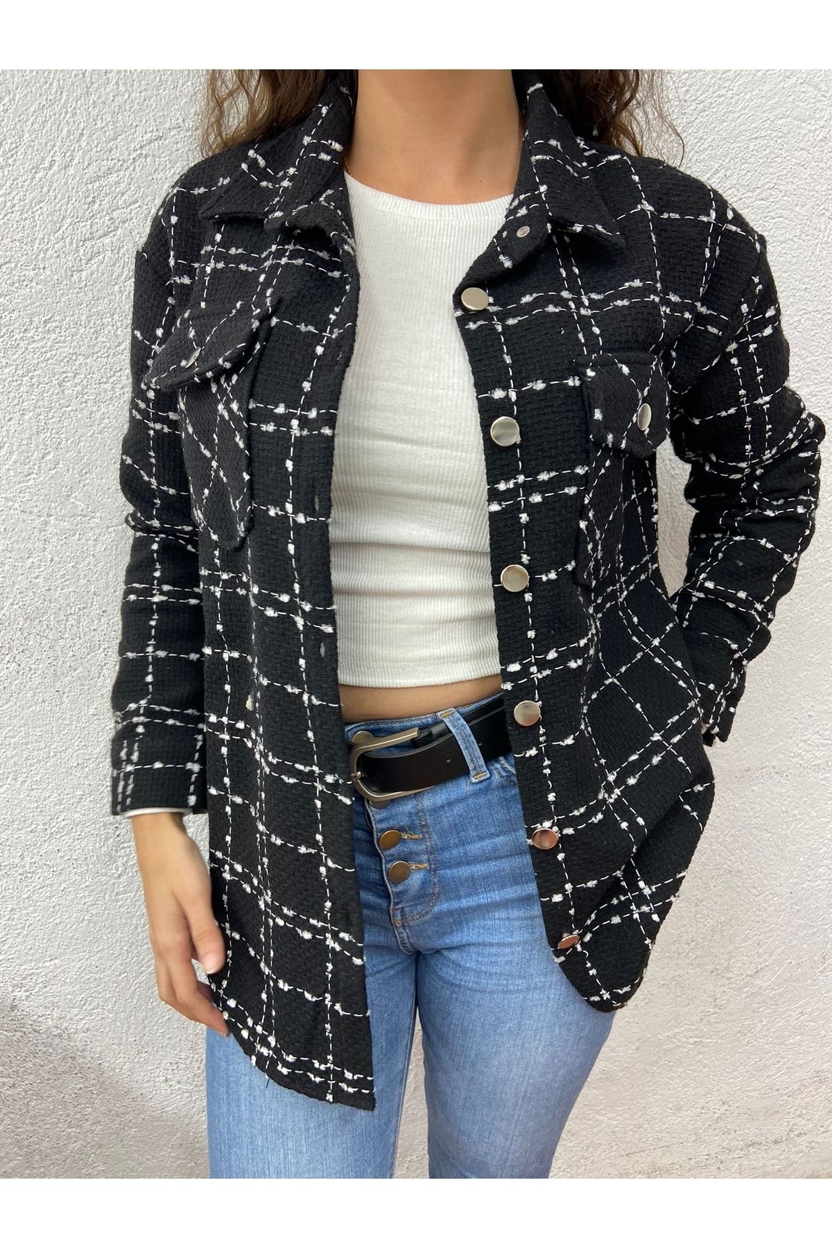 Siyah Oduncu Ceket Gömlek Oversize Geniş Kalıp Siyah Oduncu Ceket Gömlek Oversize Geniş Kalıp