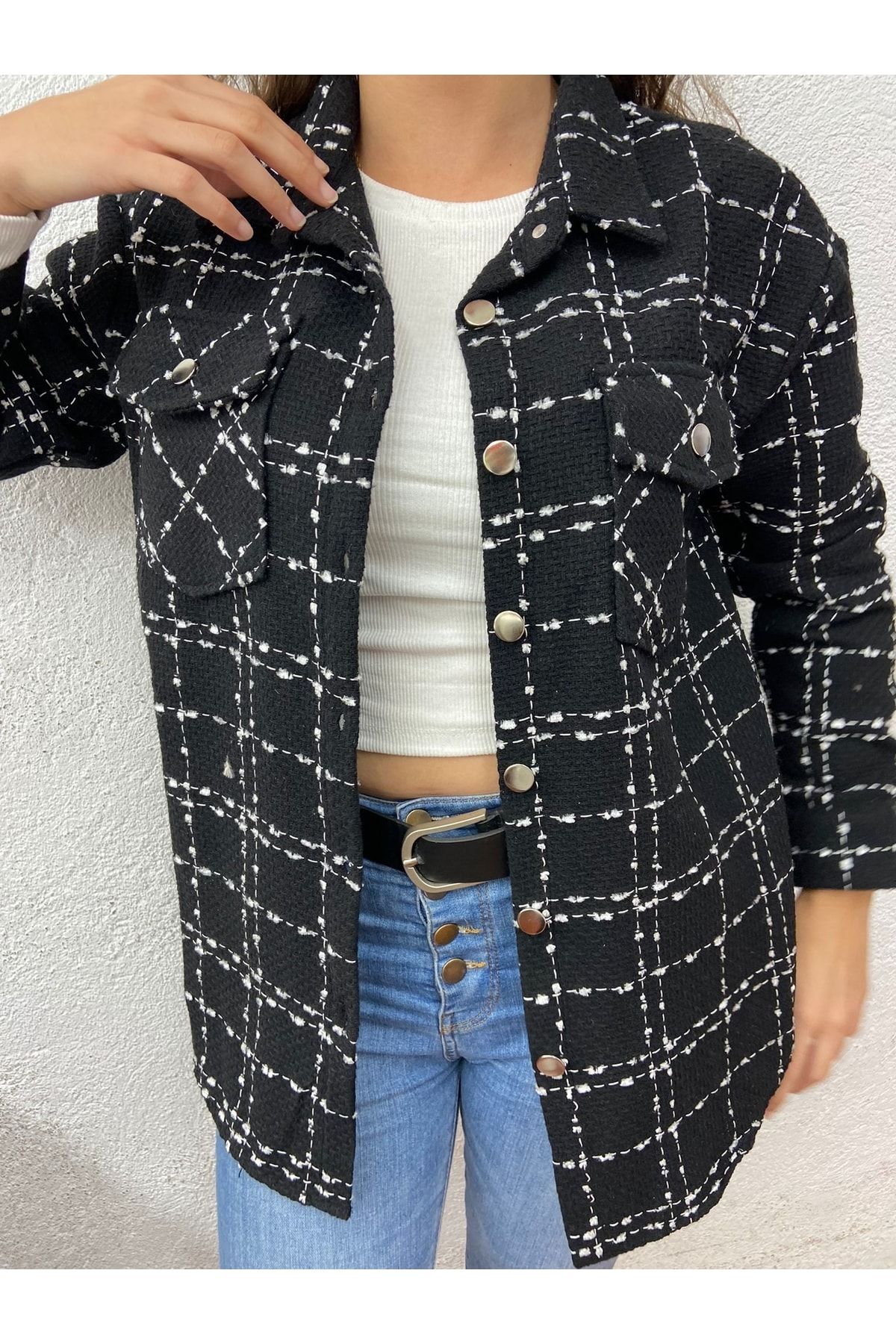Siyah Oduncu Ceket Gömlek Oversize Geniş Kalıp Siyah Oduncu Ceket Gömlek Oversize Geniş Kalıp