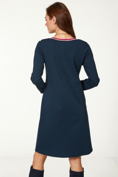 V Yaka Yakası Sim Bantlı Elbise 223-2505 V Yaka Yakası Sim Bantlı Elbise 223-2505