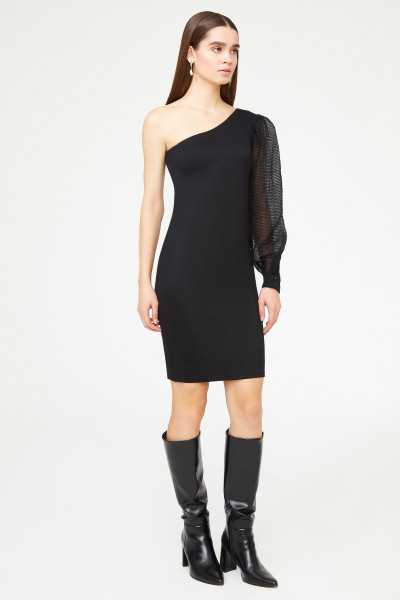 Tek Omuzlu Midi Elbise