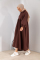 Oversize Yarım Düğmeli Kahve Sweat Elbise Oversize Yarım Düğmeli Kahve Sweat Elbise