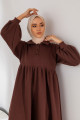 Oversize Yarım Düğmeli Kahve Sweat Elbise Oversize Yarım Düğmeli Kahve Sweat Elbise