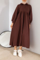 Oversize Yarım Düğmeli Kahve Sweat Elbise Oversize Yarım Düğmeli Kahve Sweat Elbise