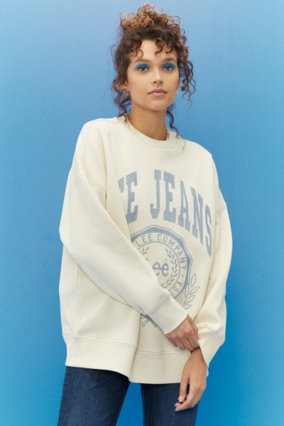 Loose Fit Rahat Kesim Bisiklet Yaka Şardonlu Ekru Sweatshirt Loose Fit Rahat Kesim Bisiklet Yaka Şardonlu Ekru Sweatshirt