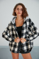Kadın Siyah Beyaz Oduncu Oversize Ceket Gömlek Kadın Siyah Beyaz Oduncu Oversize Ceket Gömlek