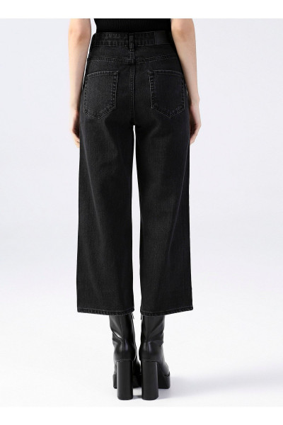 Yüksek Bel Açık Antrasit Cropped Fit Kadın Denim Pantolon Eros-2 Yüksek Bel Açık Antrasit Cropped Fit Kadın Denim Pantolon Eros-2