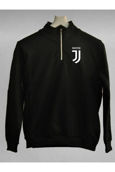 Unisex Juventus Baskılı Yarım Fermuarlı Pamuklu Sweatshirt Unisex Juventus Baskılı Yarım Fermuarlı Pamuklu Sweatshirt