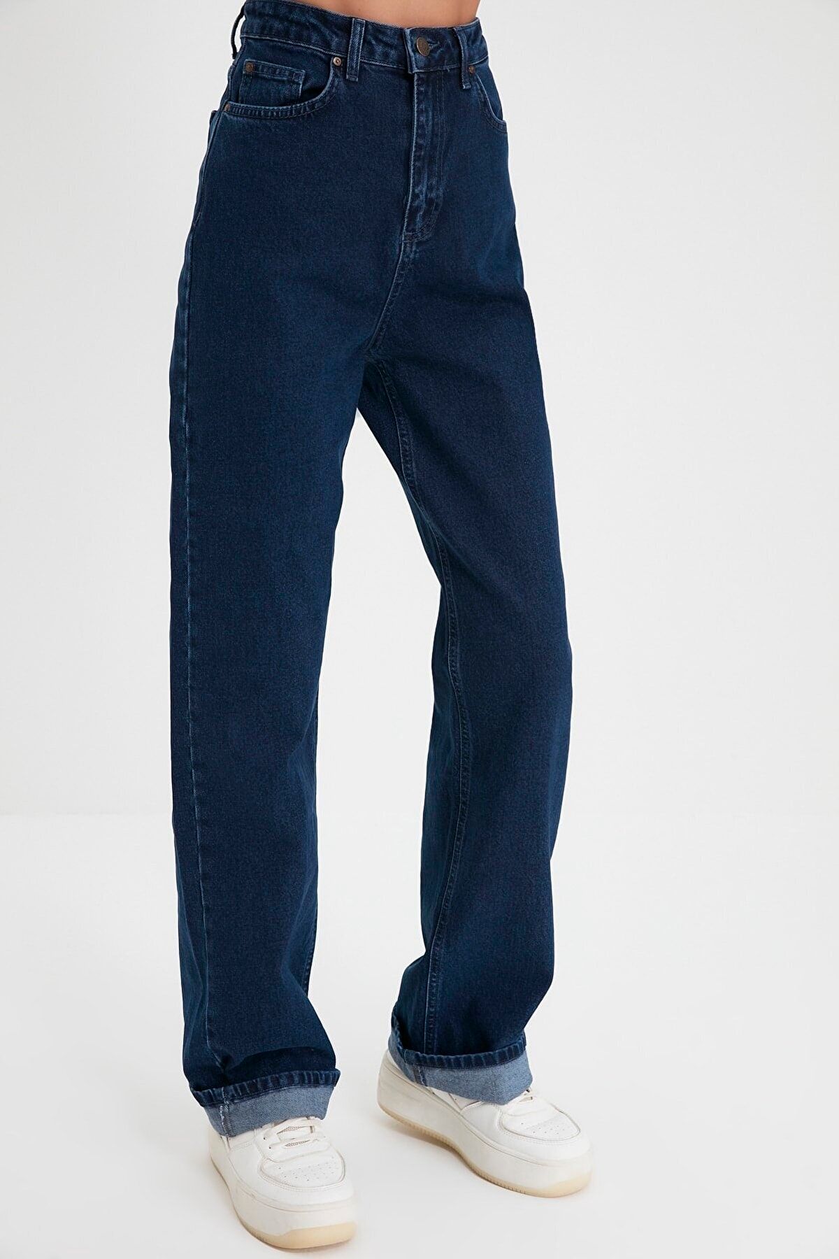 Salaş Kot Pantolon Koyu Mavi Kar Likralı Palazzo Lacivert Jeans Salaş Kot Pantolon Koyu Mavi Kar Likralı Palazzo Lacivert Jeans