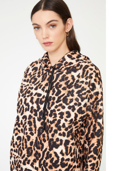 Leopar Baskılı Örme Elbise