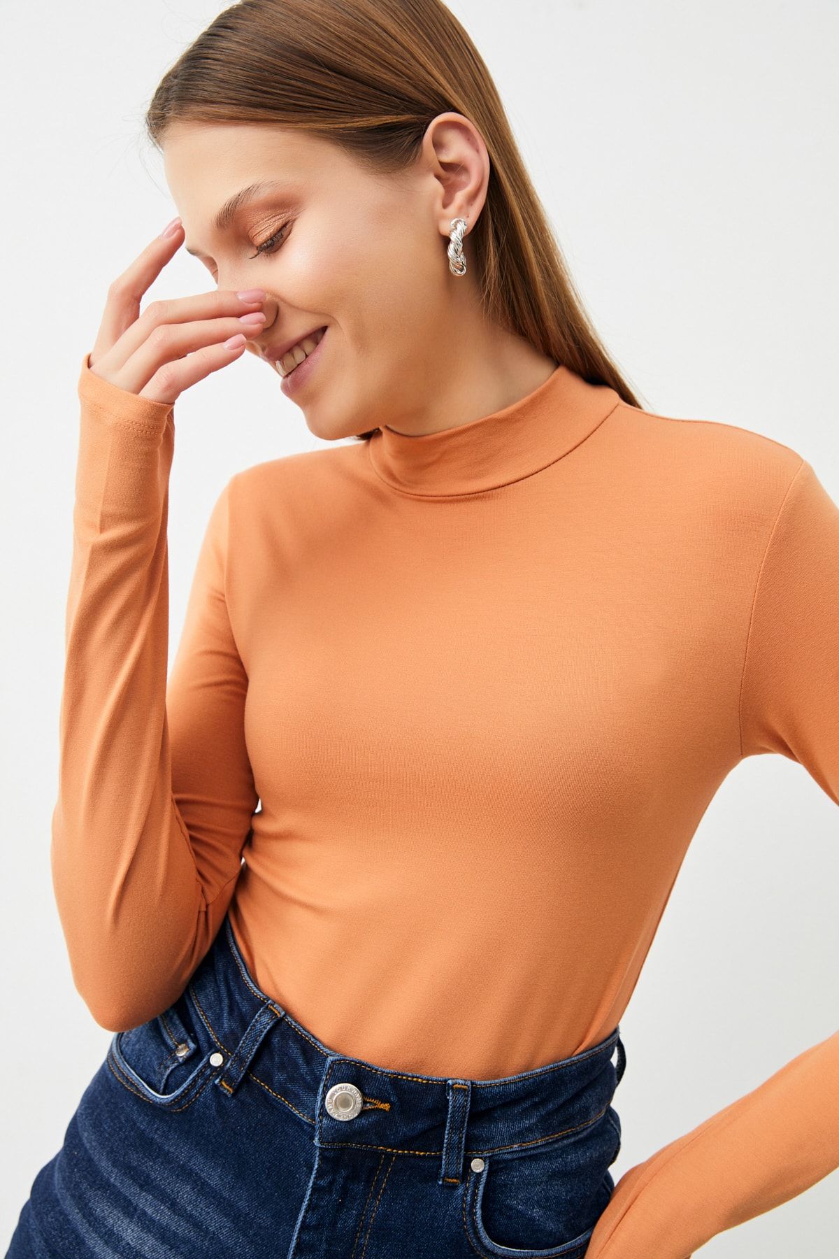 Kadın Somon Parmak Detaylı Body Kadın Somon Parmak Detaylı Body
