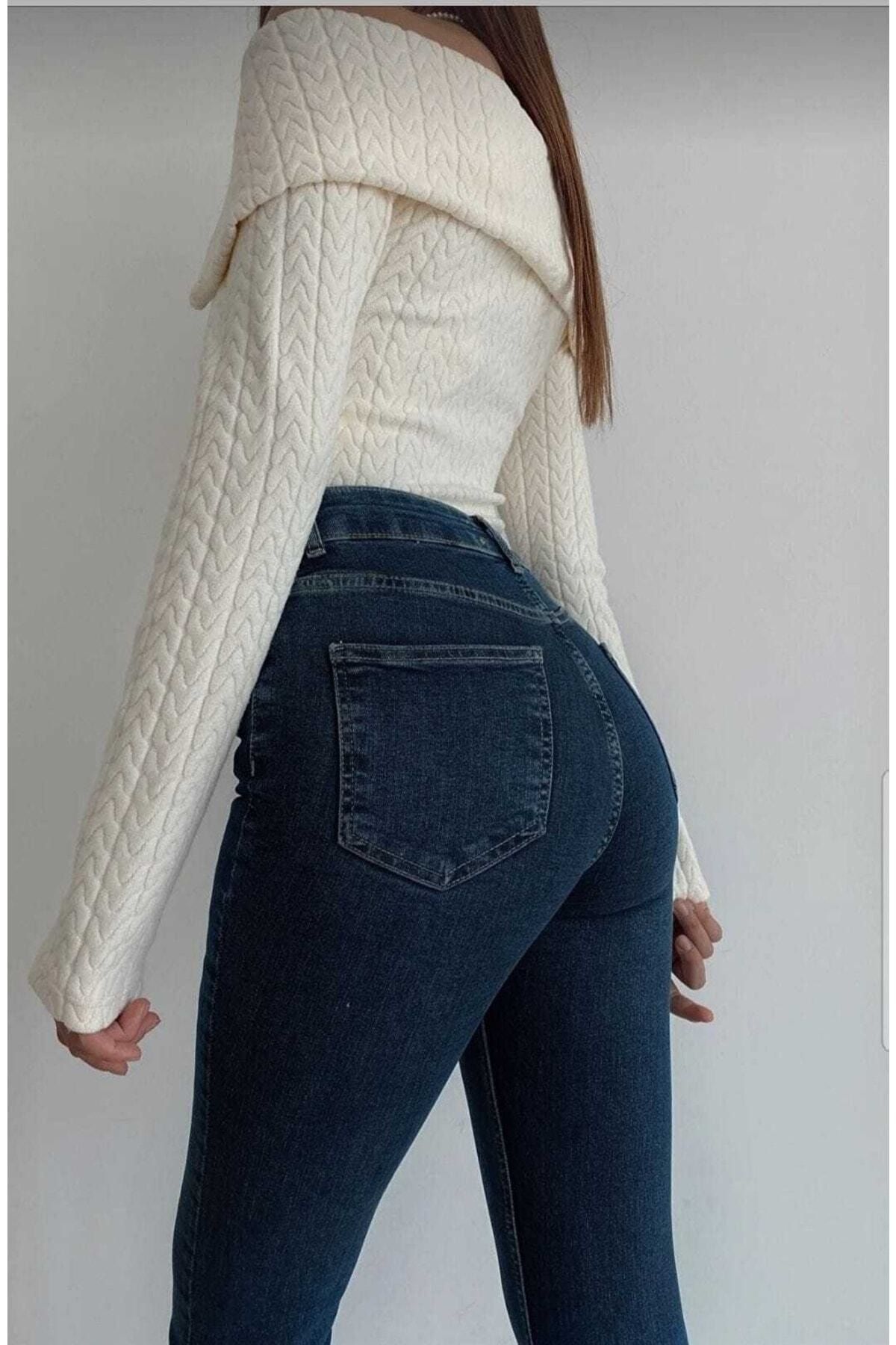 Olivier Koyu Mavi Ispanyol Paça Kot Pantolon Yüksek Bel Ispanyol Jeans Toparlayıcı( Extra Rahat) Drv Olivier Koyu Mavi Ispanyol Paça Kot Pantolon Yüksek Bel Ispanyol Jeans Toparlayıcı( Extra Rahat) Drv