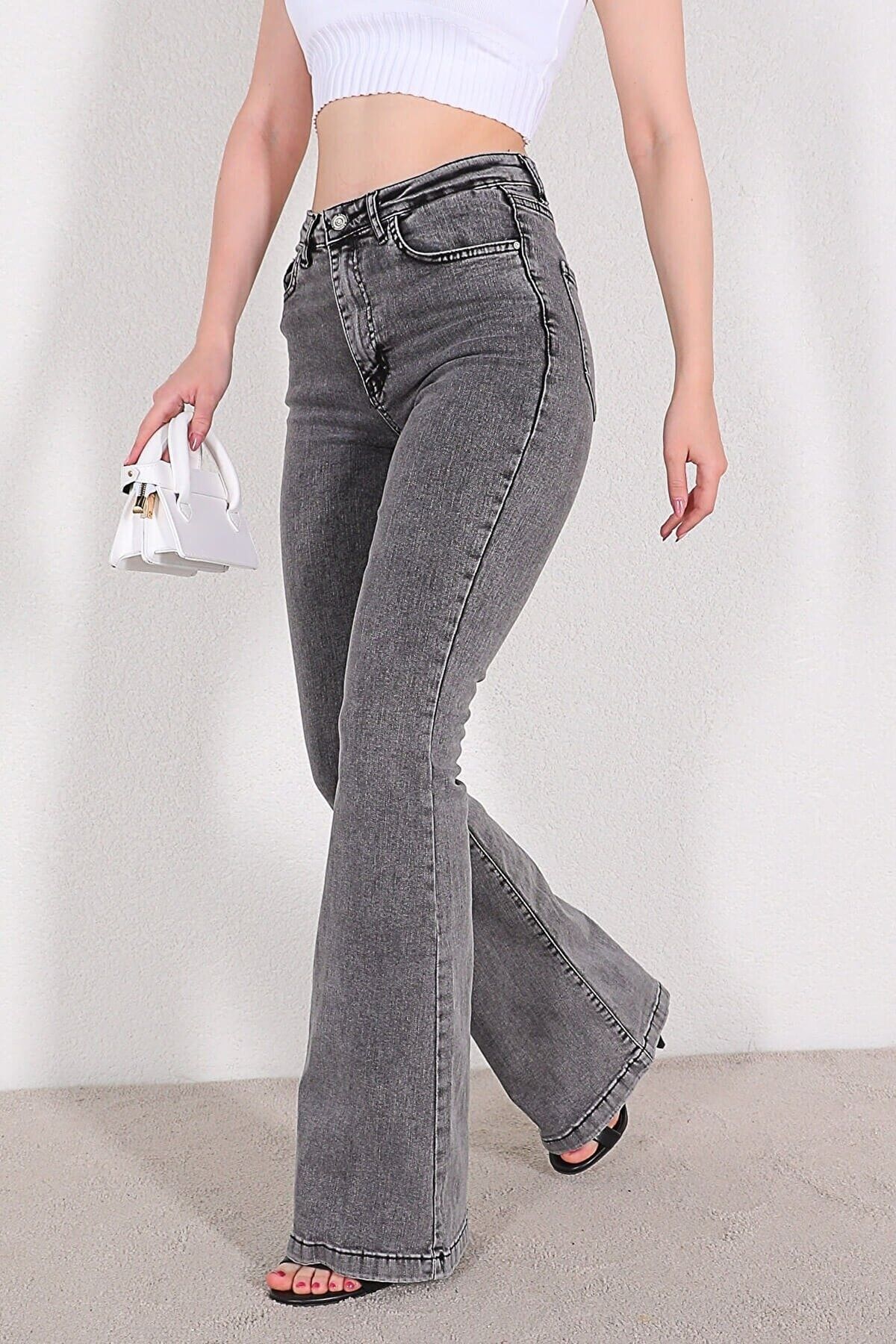 Zoe Füme Ispanyol Paça Kot Pantolon Yüksek Bel Ispanyol Jeans Toparlayıcı( Extra Rahat) Zoe Füme Ispanyol Paça Kot Pantolon Yüksek Bel Ispanyol Jeans Toparlayıcı( Extra Rahat)