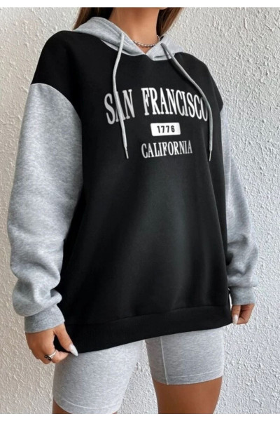 Sanfransisco Baskılı Kapşonlu Sweayshirt snco Sanfransisco Baskılı Kapşonlu Sweayshirt snco