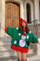 Snowman El Örgüsü Kazak Elbise + Bere Takımı Snowman El Örgüsü Kazak Elbise + Bere Takımı