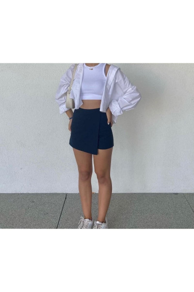 Şort Etek Lacivert Kapaklı