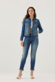 Pantamo Orta Ton Eskitilmiş Yeşilimsi Mavi Klasik Mont Woman's Denım Jacket Pantamo Orta Ton Eskitilmiş Yeşilimsi Mavi Klasik Mont Woman's Denım Jacket
